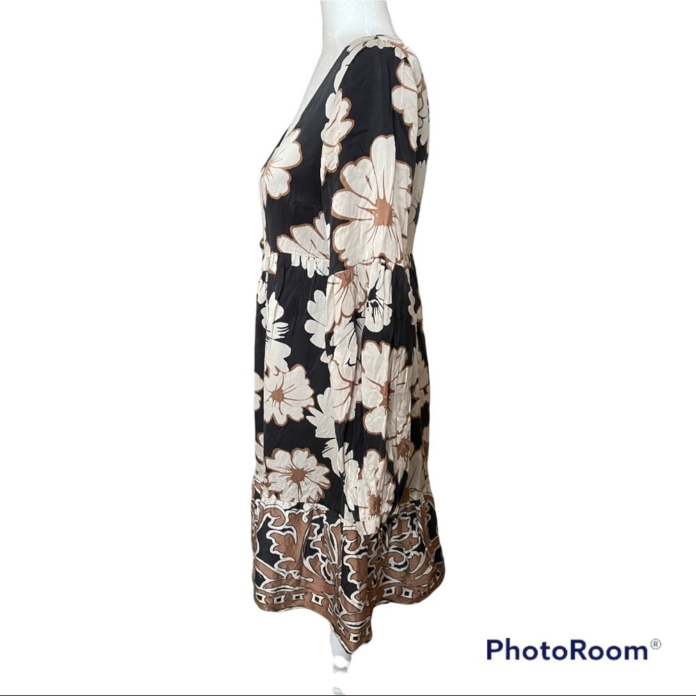 Aqua floral 100% Silk Dress S - Picture 2 of 5